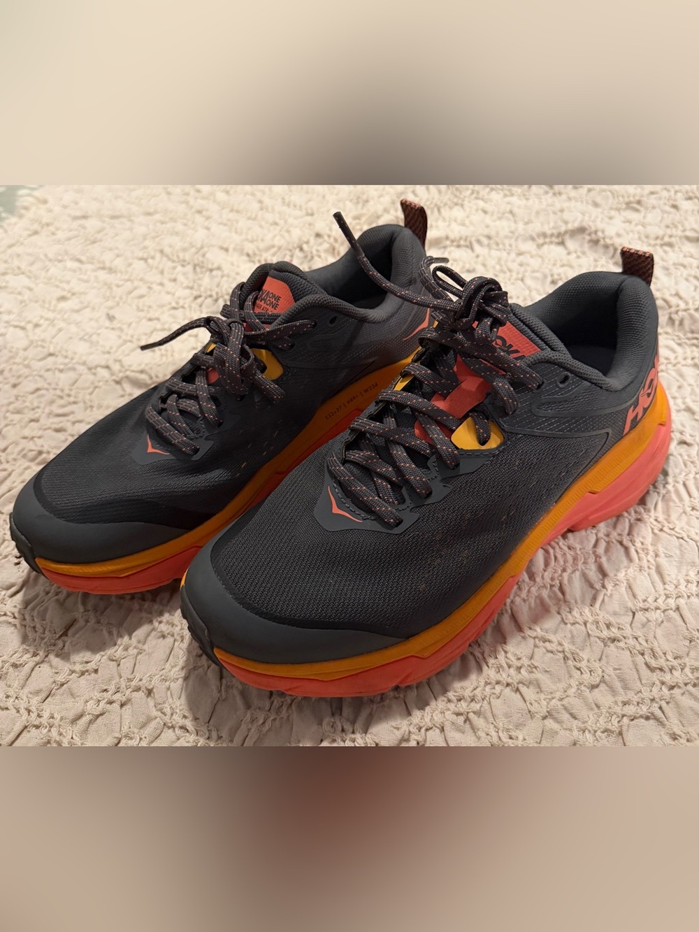 Hoka One One Women's Athletic Shoes - Black with Orange and Coral